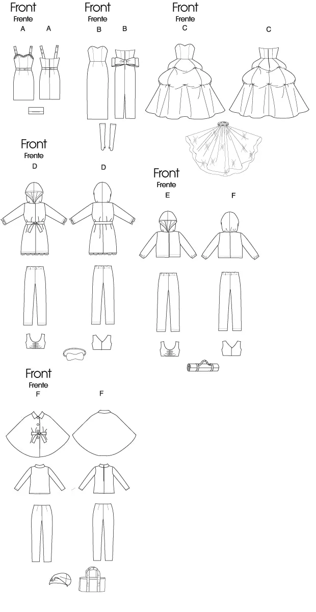 McCall's sewing pattern 6258 Fashion Clothes For 11 inch Doll