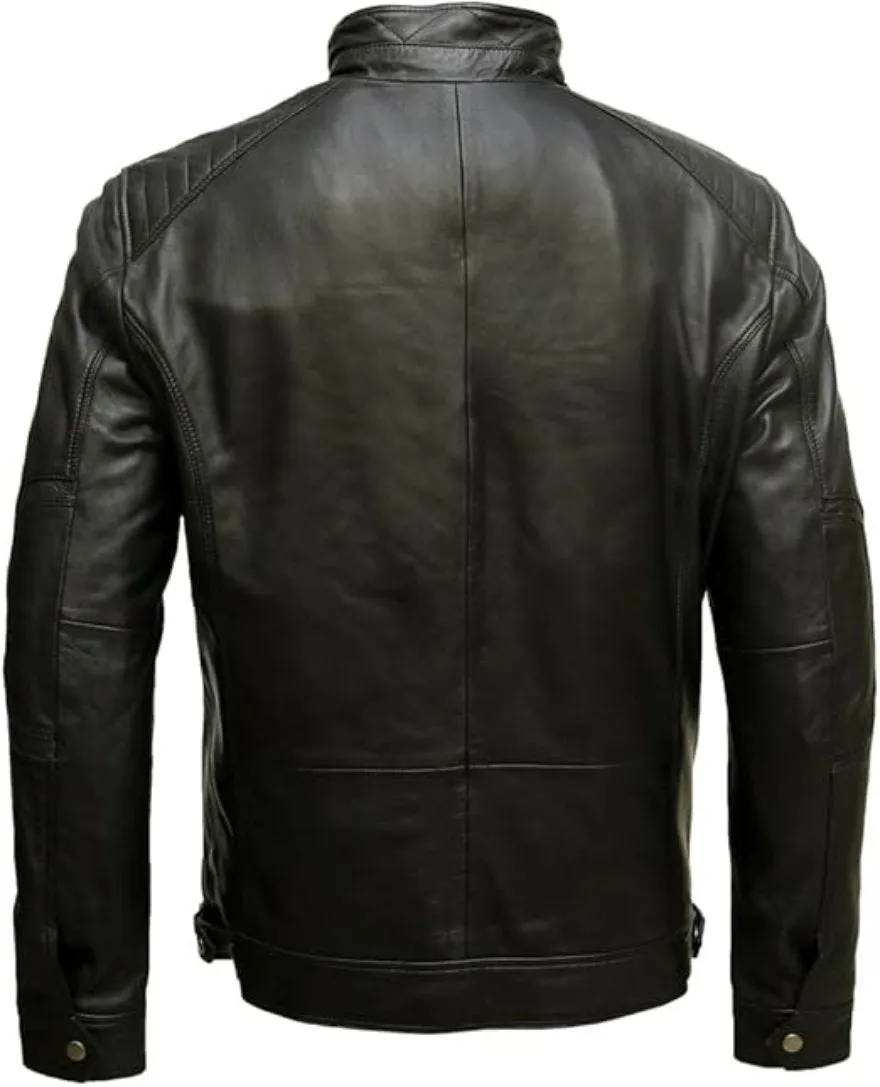 Mens Black Leather Motorcycle Jacket