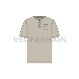 Mens Henley Neck T-shirt Template