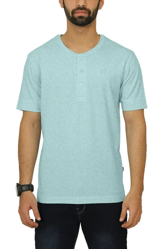 Men's Henley T-shirt - SEA BLUE HEATHER