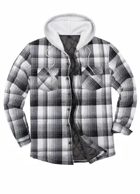 Men's Matching Family Black White Quilted Lined Flannel Hoodie