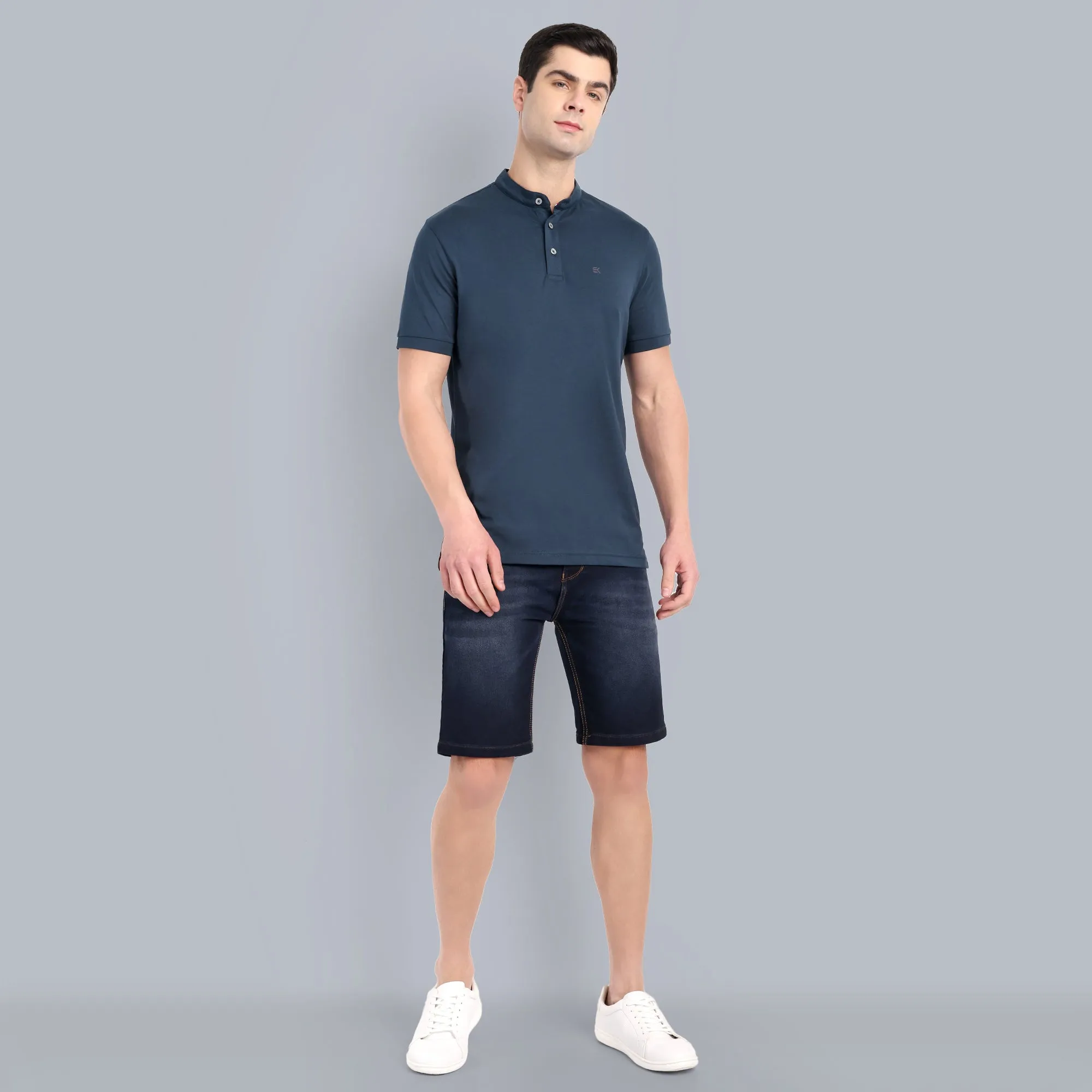 MENS SOLID NAVY PURE COTTON POLO TSHIRT