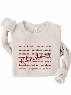 MERRY CHRISTMAS WORDS GRAPHIC PREMIUM SWEATSHIRT