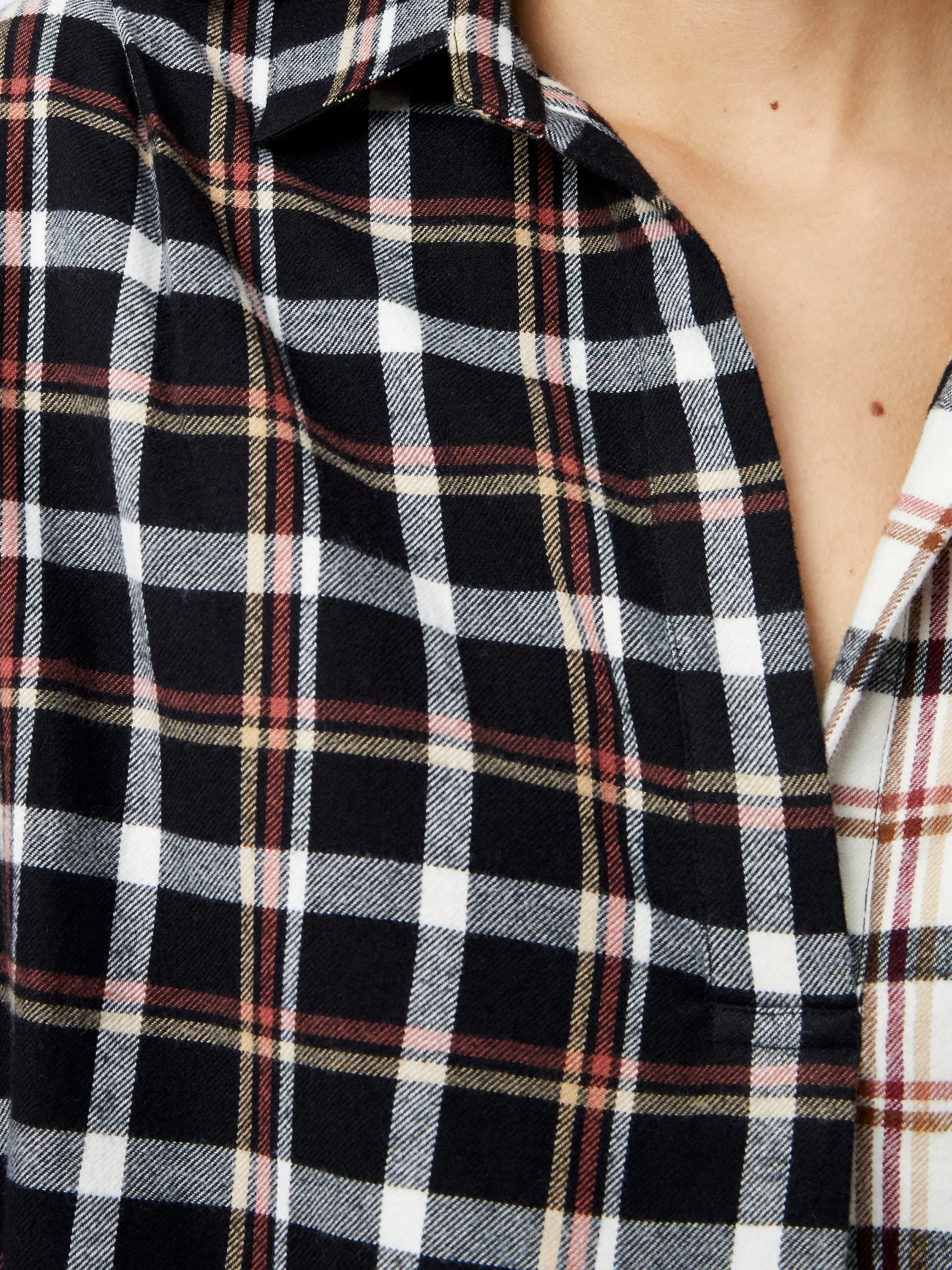 Mixed Flannel Check Popover Shirt