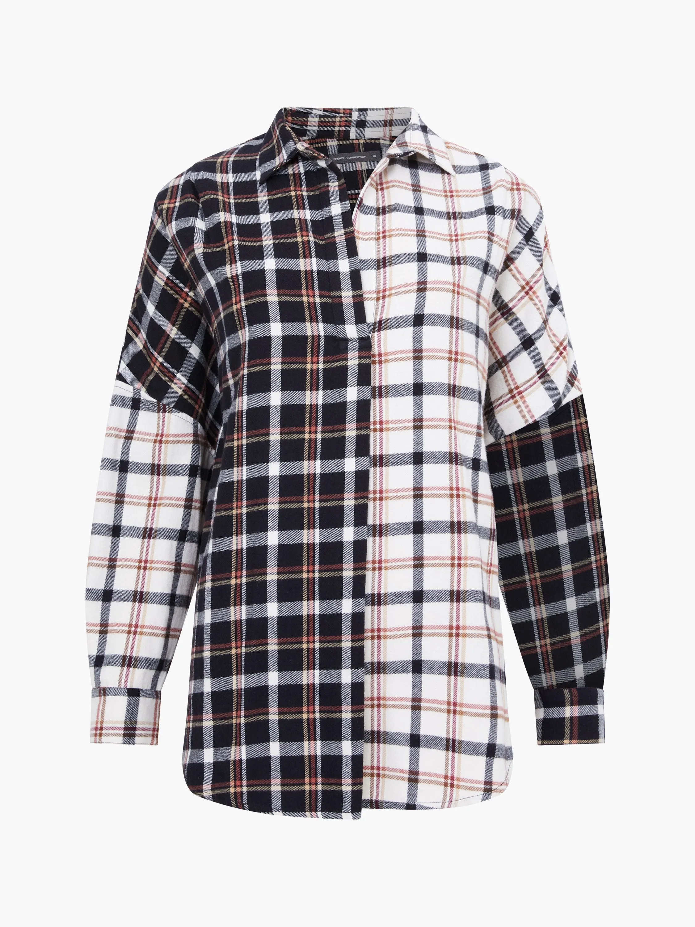 Mixed Flannel Check Popover Shirt