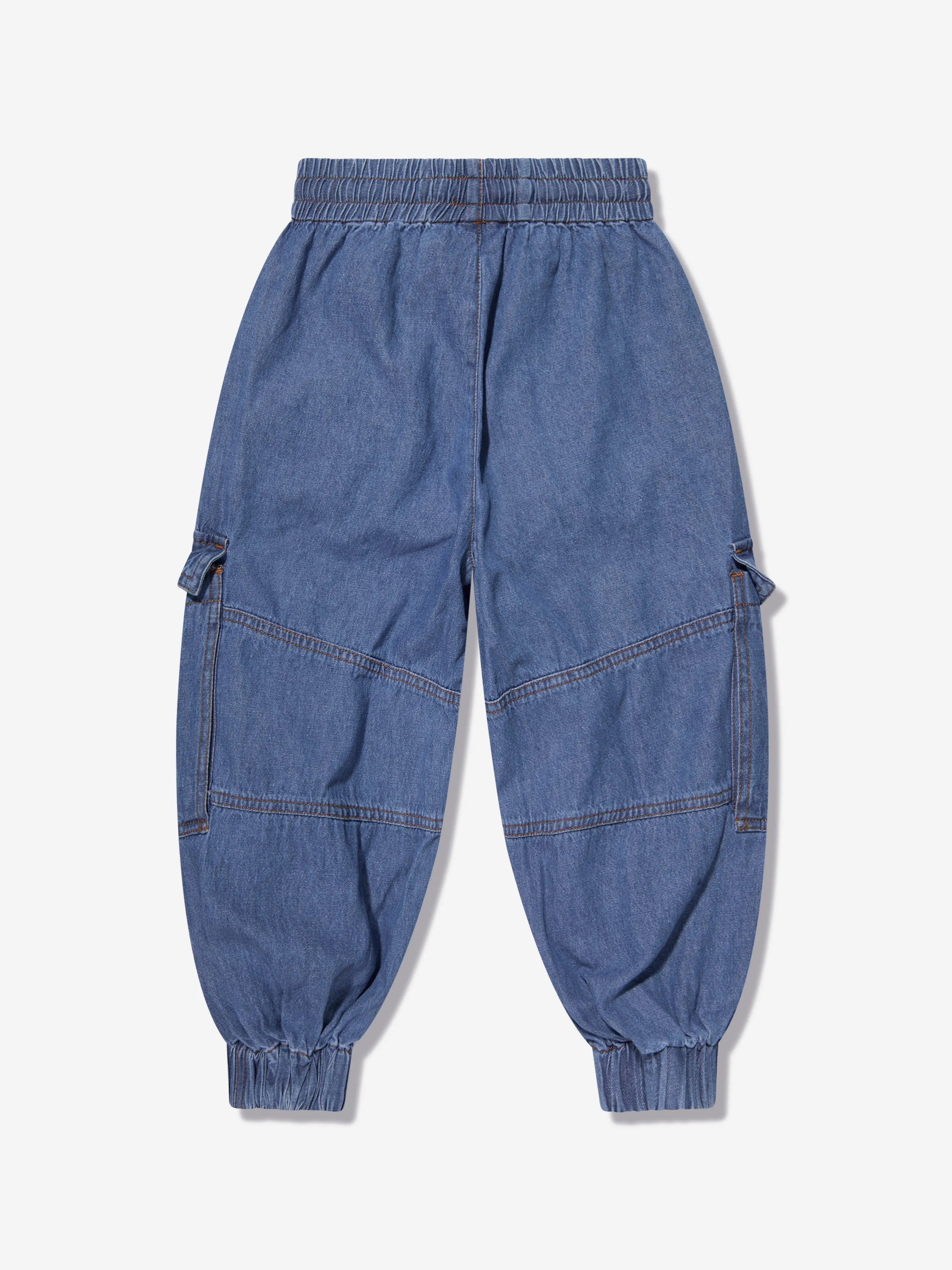 Molo Girls Washed Chambray Trousers in Blue