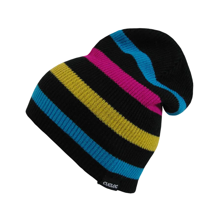 Monte Fitz Roy Slouch Beanie, Striped Knit Cap - Cuglog K039