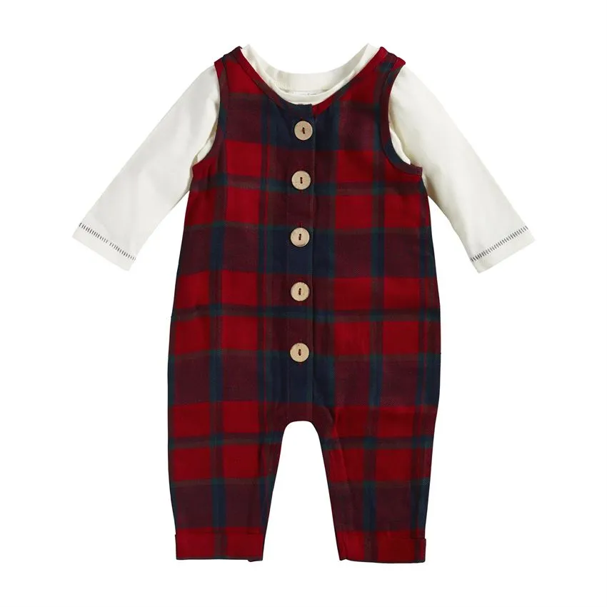 Mud Pie - Tartan Overall Set