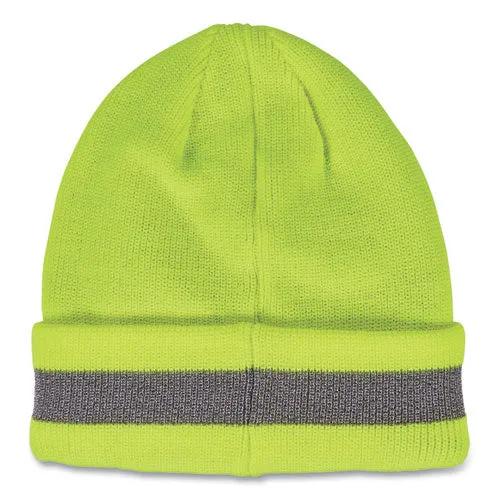 N-ferno 6803 Reflective Rib Knit Winter Hat, One Size Fits Most, Lime, Ships In 1-3 Business Days