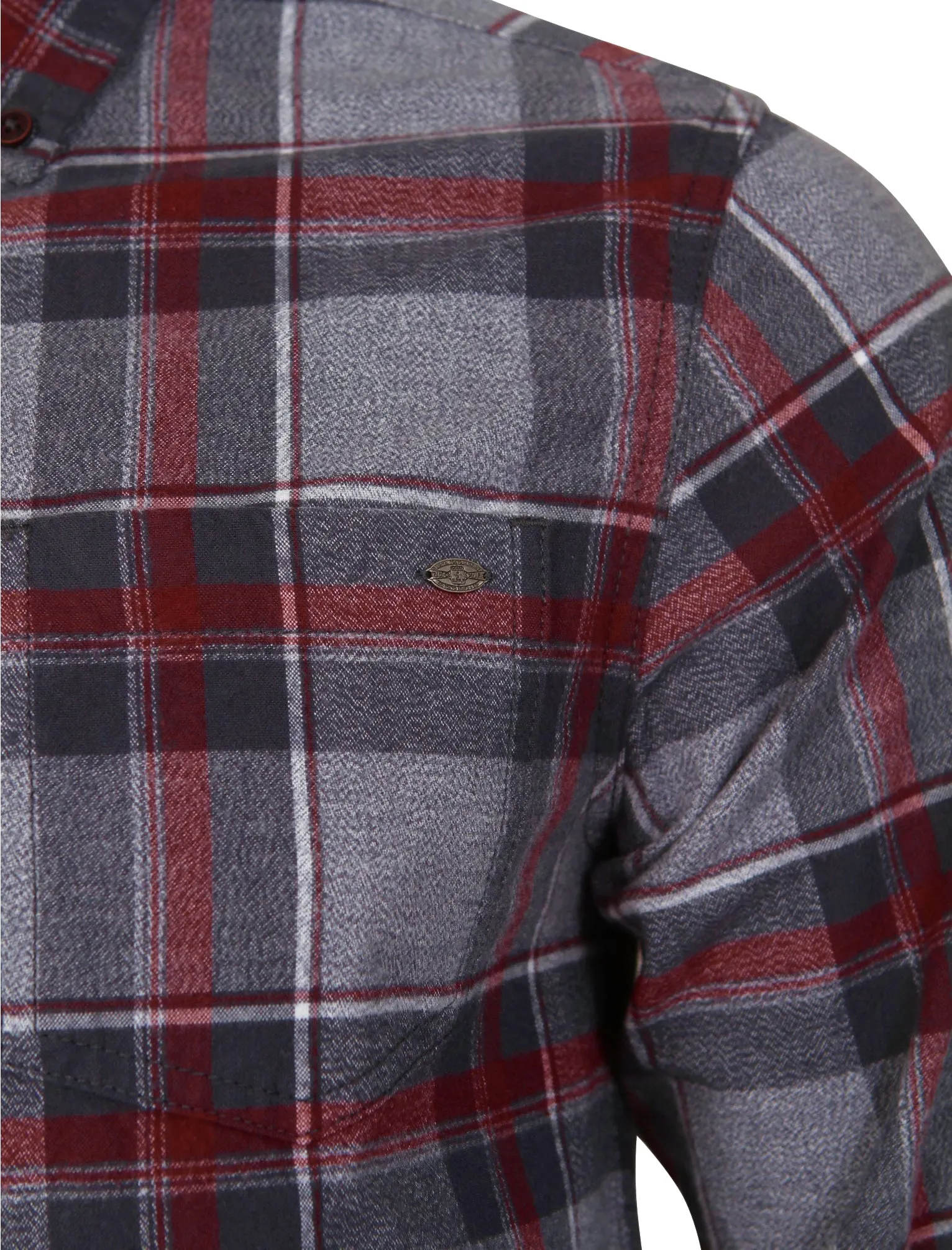 Napoli Brushed Flannel Checked Shirt in Oxblood - Tokyo Laundry