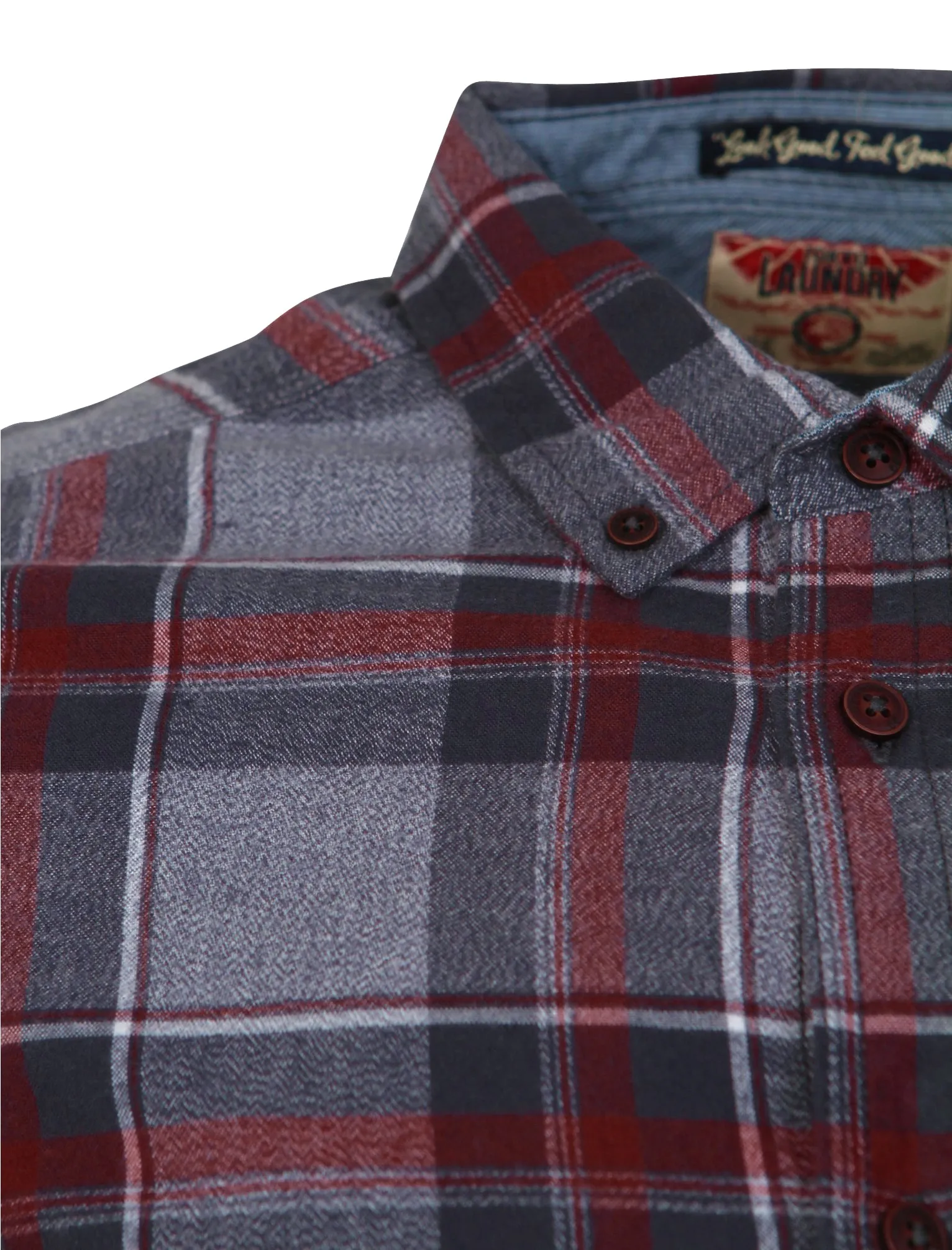 Napoli Brushed Flannel Checked Shirt in Oxblood - Tokyo Laundry