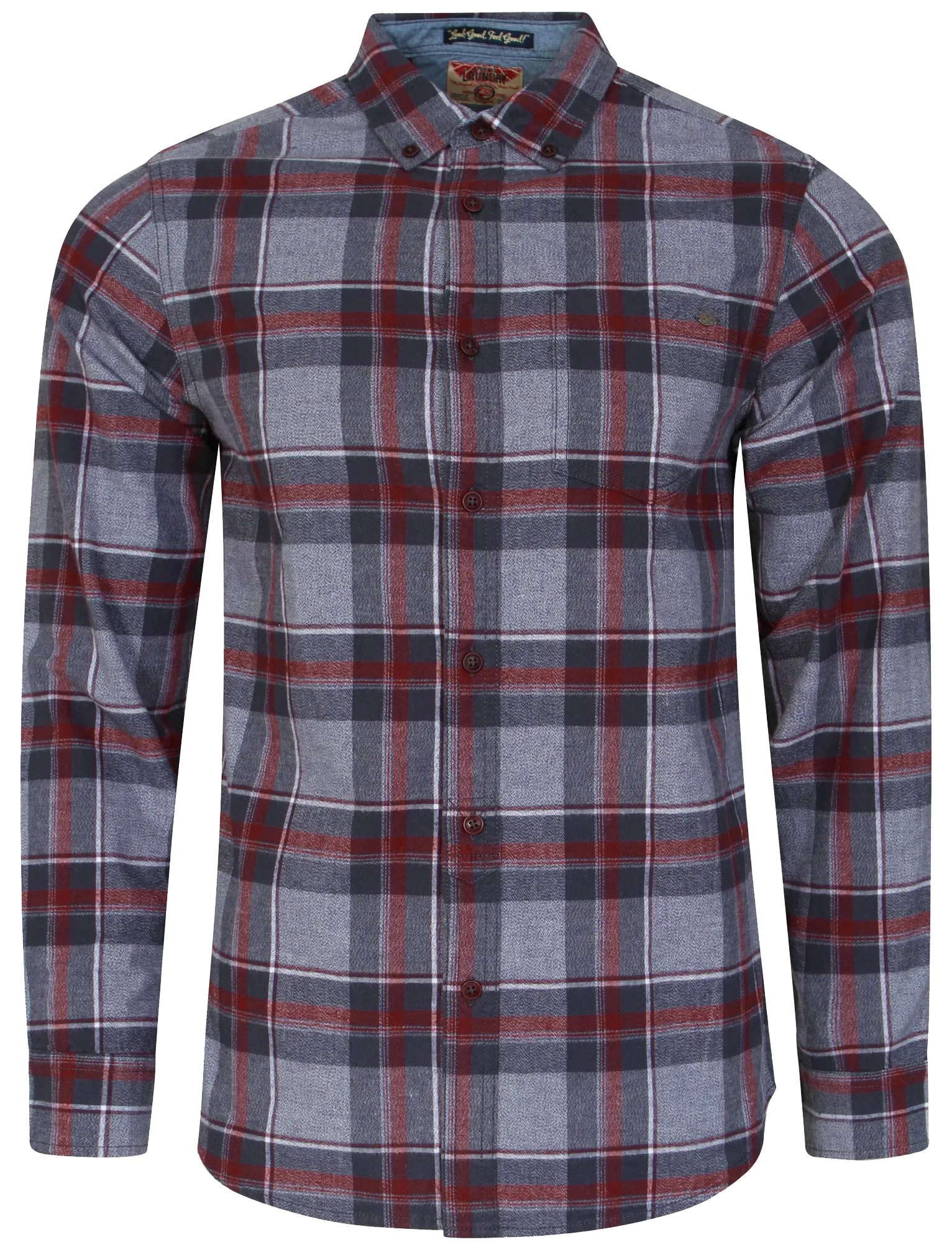 Napoli Brushed Flannel Checked Shirt in Oxblood - Tokyo Laundry