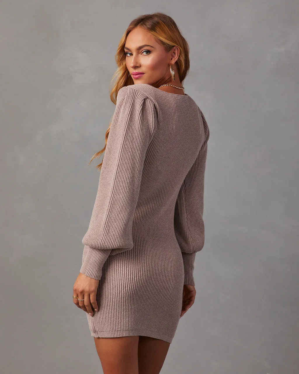 Nessa Balloon Sleeve Mini Sweater Dress