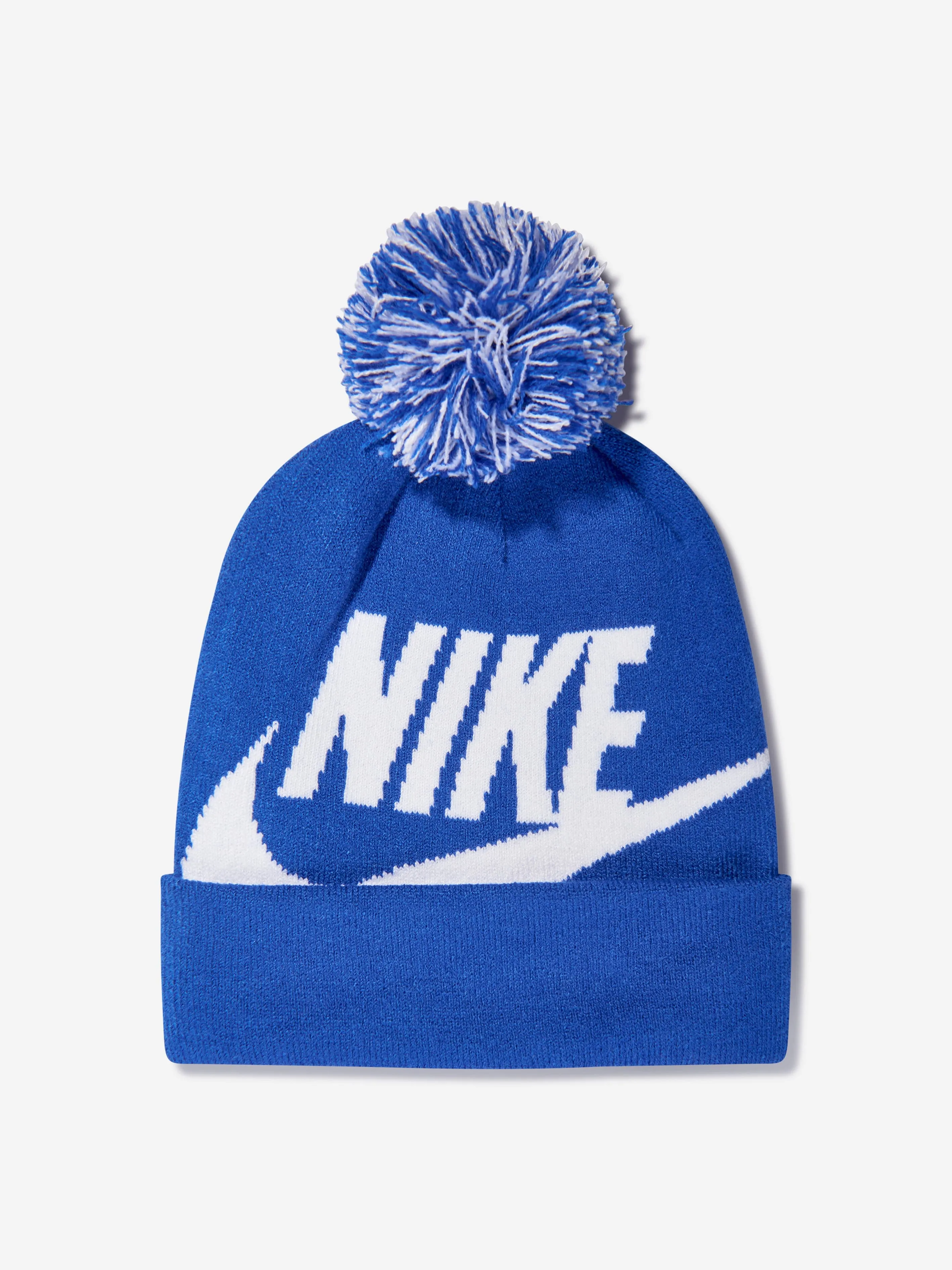 Nike Boys Swoosh Pom Beanie and Glove Set in Blue