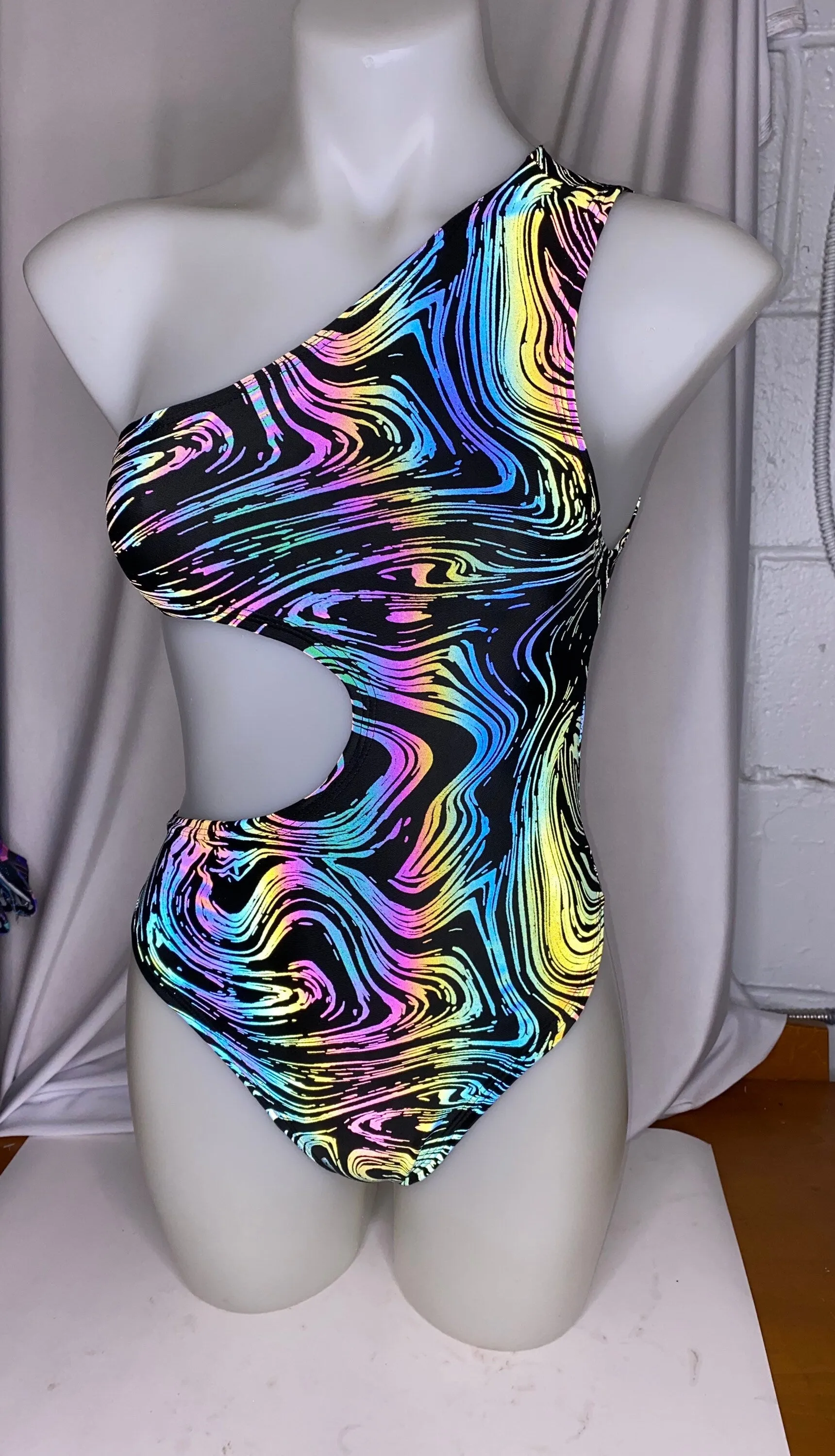 OIL SPILL | Rainbow Reflective | Cut Out Bodysuit