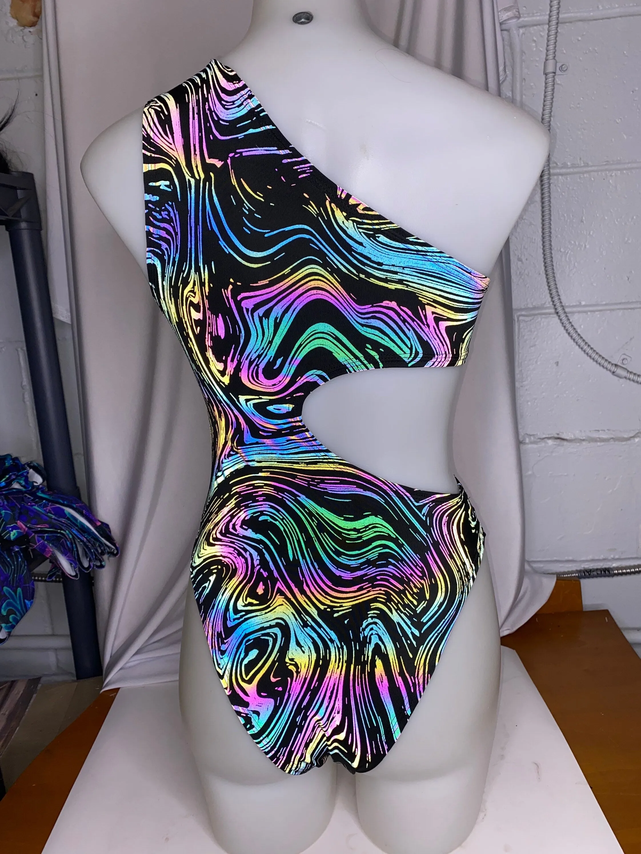 OIL SPILL | Rainbow Reflective | Cut Out Bodysuit