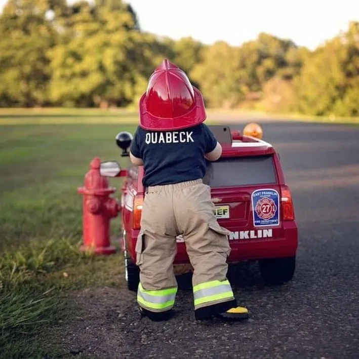 ORIGINAL Firefighter Personalized BLACK 2PC Baby Outfit