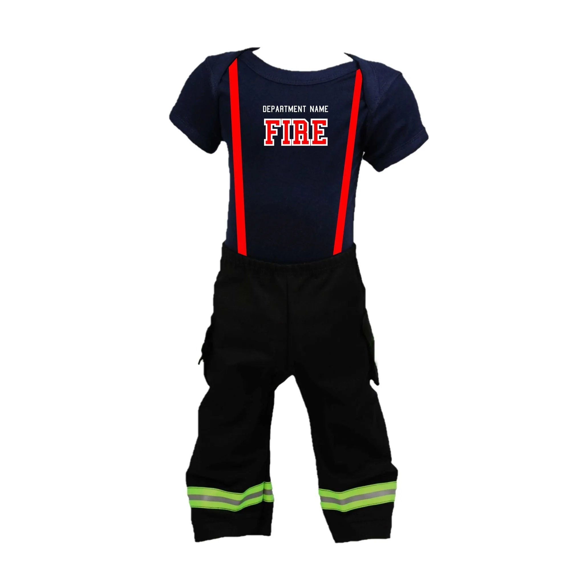 ORIGINAL Firefighter Personalized BLACK 2PC Baby Outfit