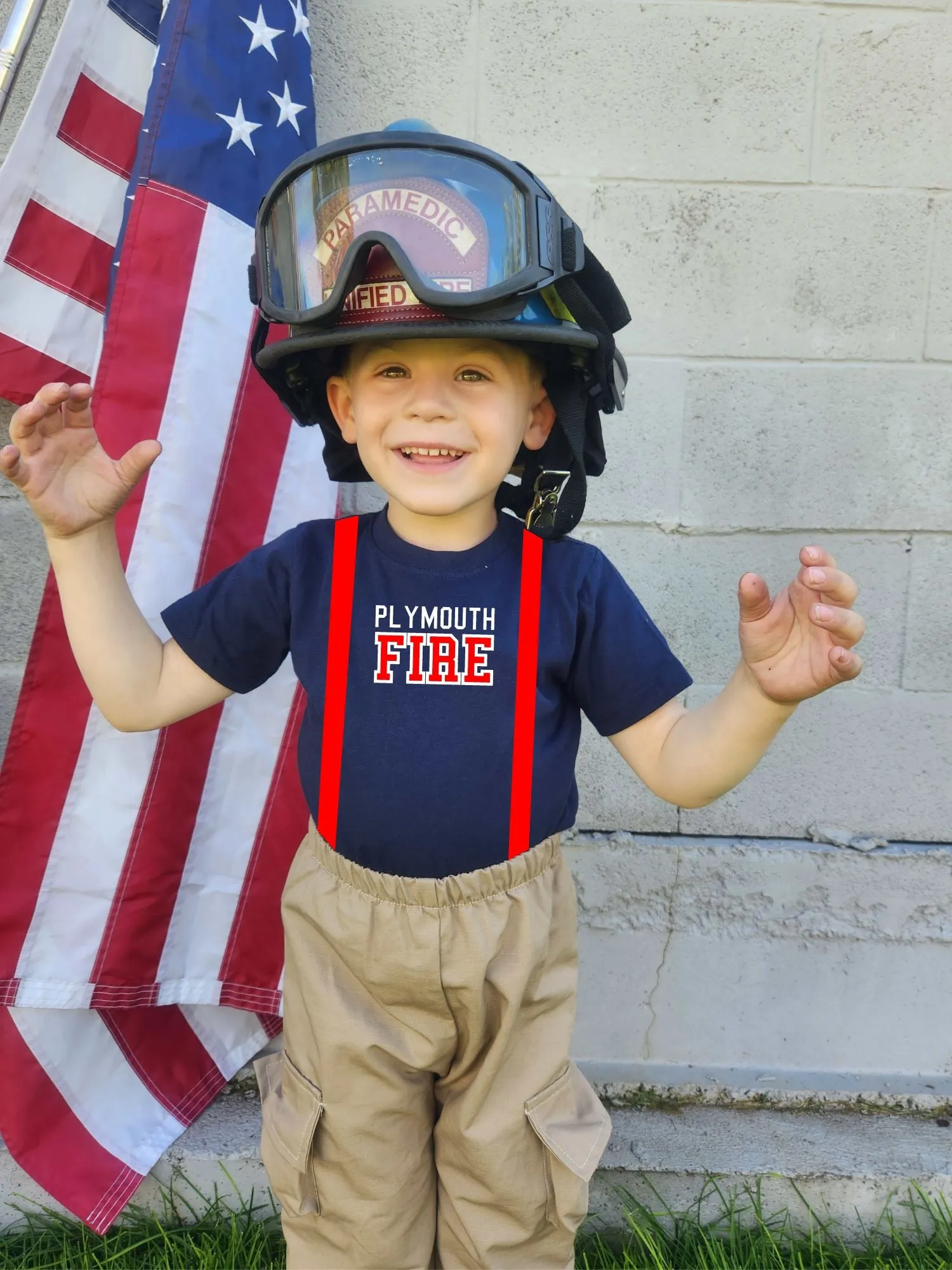 ORIGINAL Firefighter Personalized BLACK 2PC Toddler Outfit