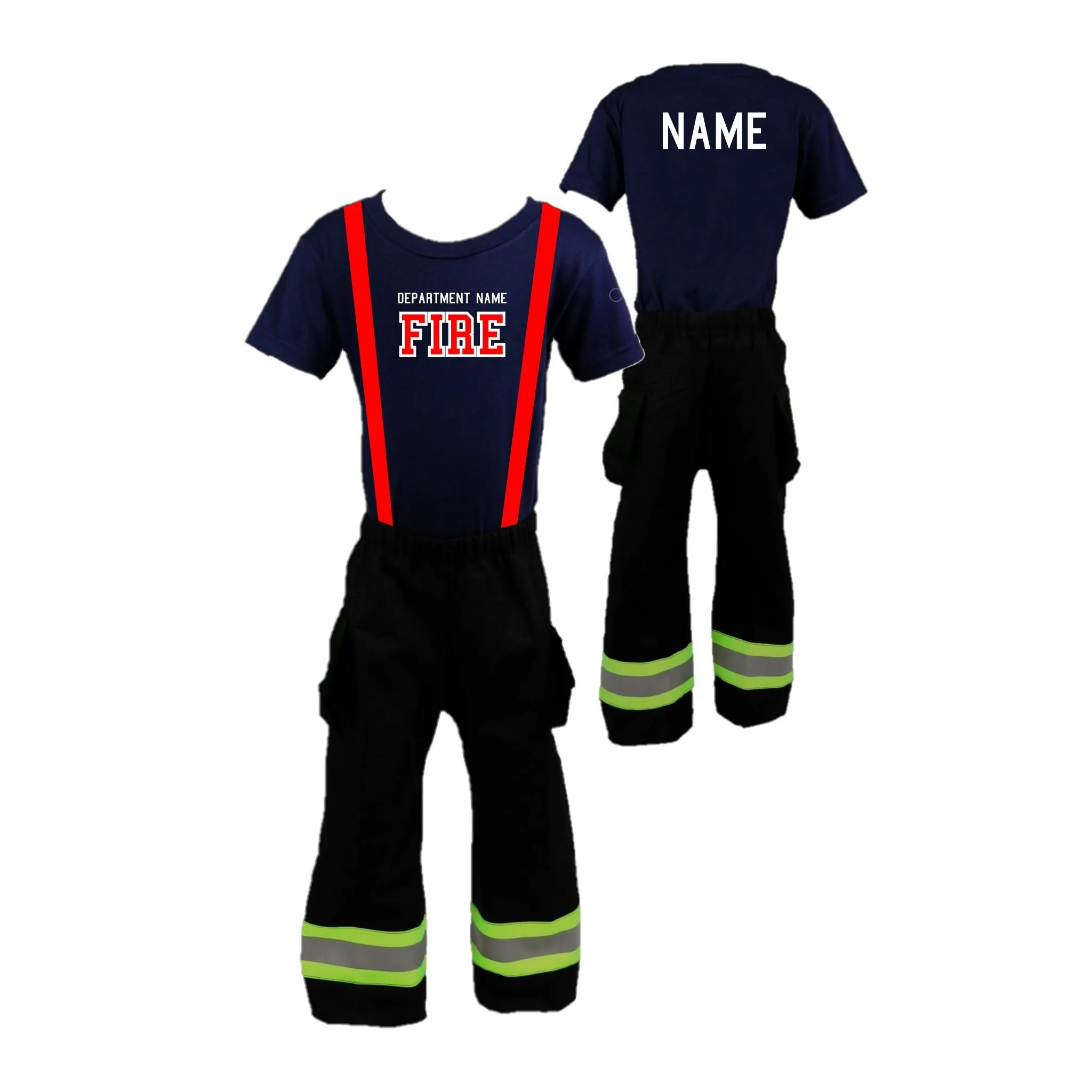 ORIGINAL Firefighter Personalized BLACK 2PC Toddler Outfit