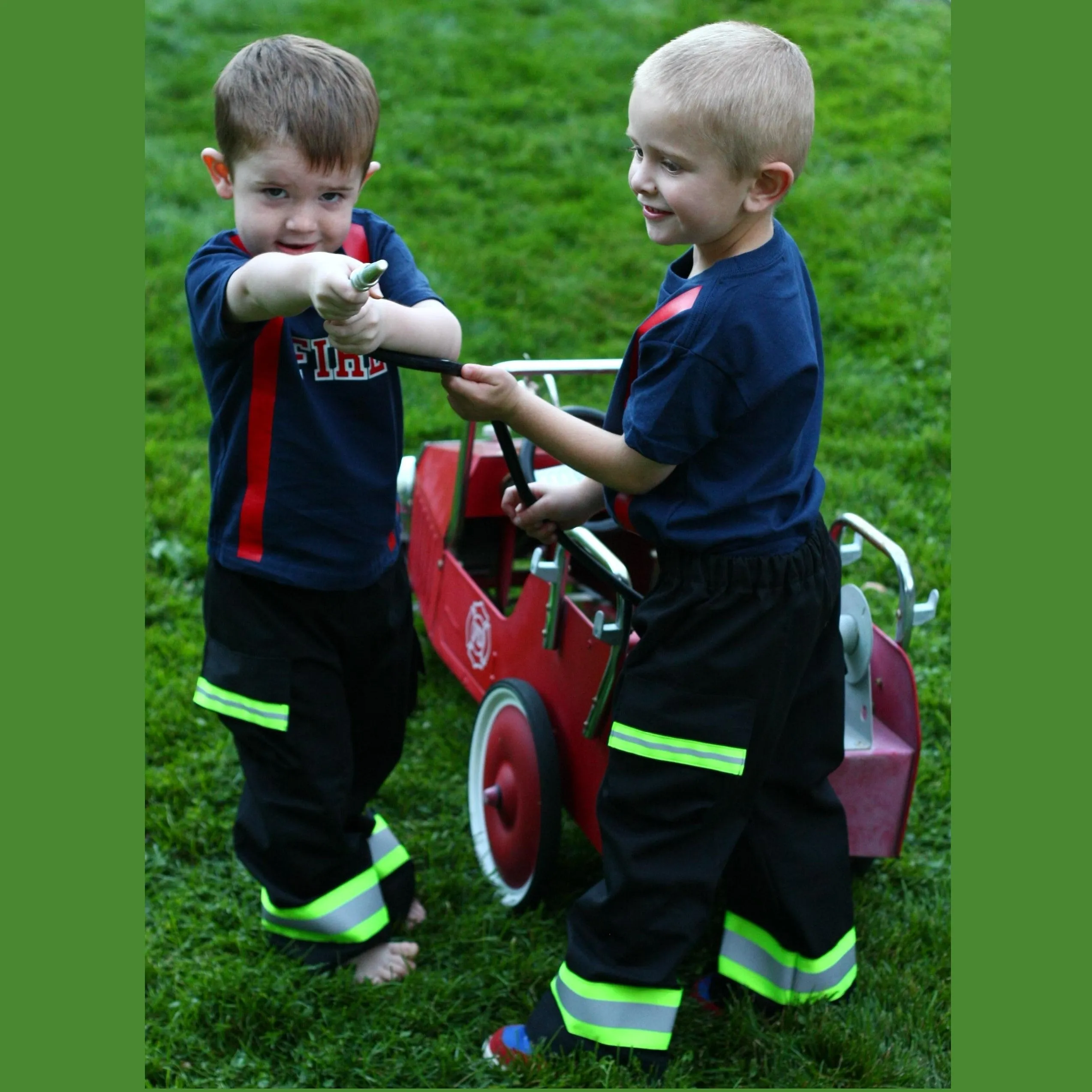 ORIGINAL Firefighter Personalized BLACK 2PC Toddler Outfit