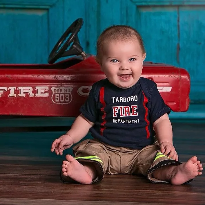 ORIGINAL Firefighter Personalized TAN 2PC Baby Outfit