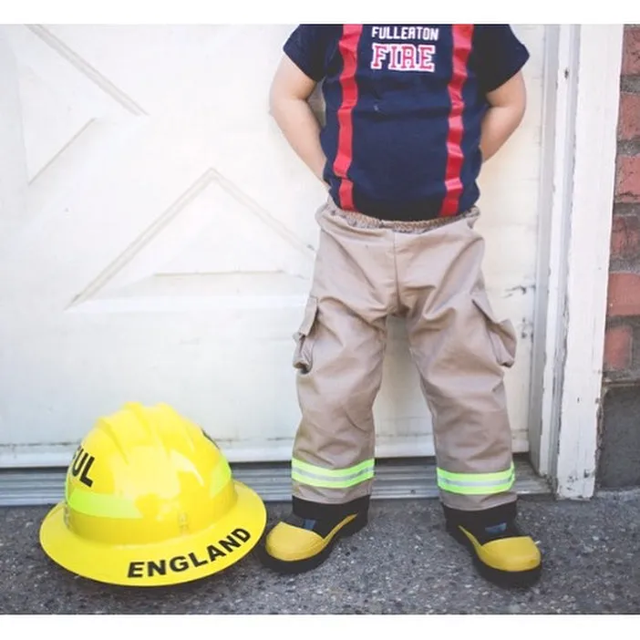 ORIGINAL Firefighter Personalized TAN 2PC Baby Outfit