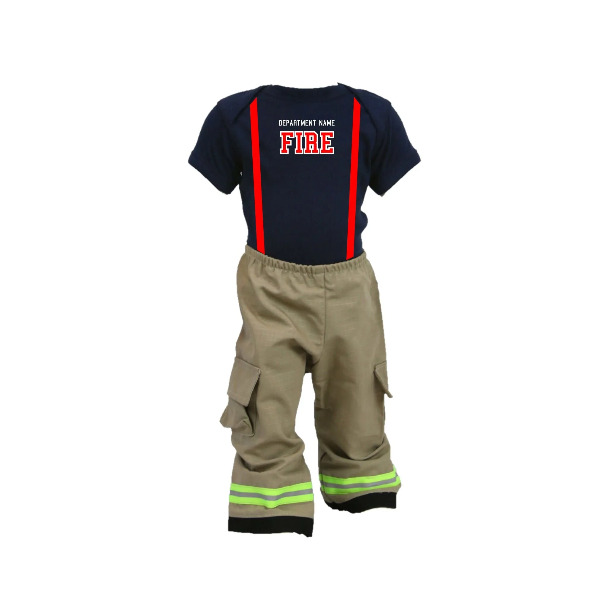 ORIGINAL Firefighter Personalized TAN 2PC Baby Outfit