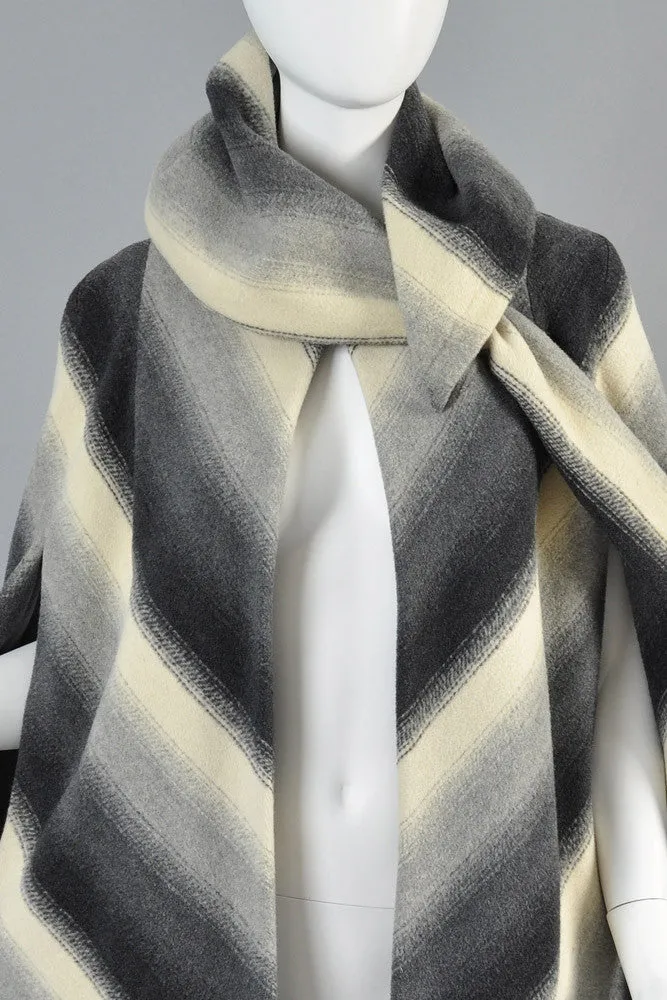 Pauline Trigere 1970s Chevron Stripe Scarf Cape