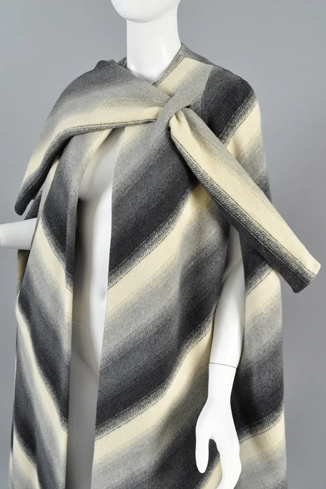 Pauline Trigere 1970s Chevron Stripe Scarf Cape