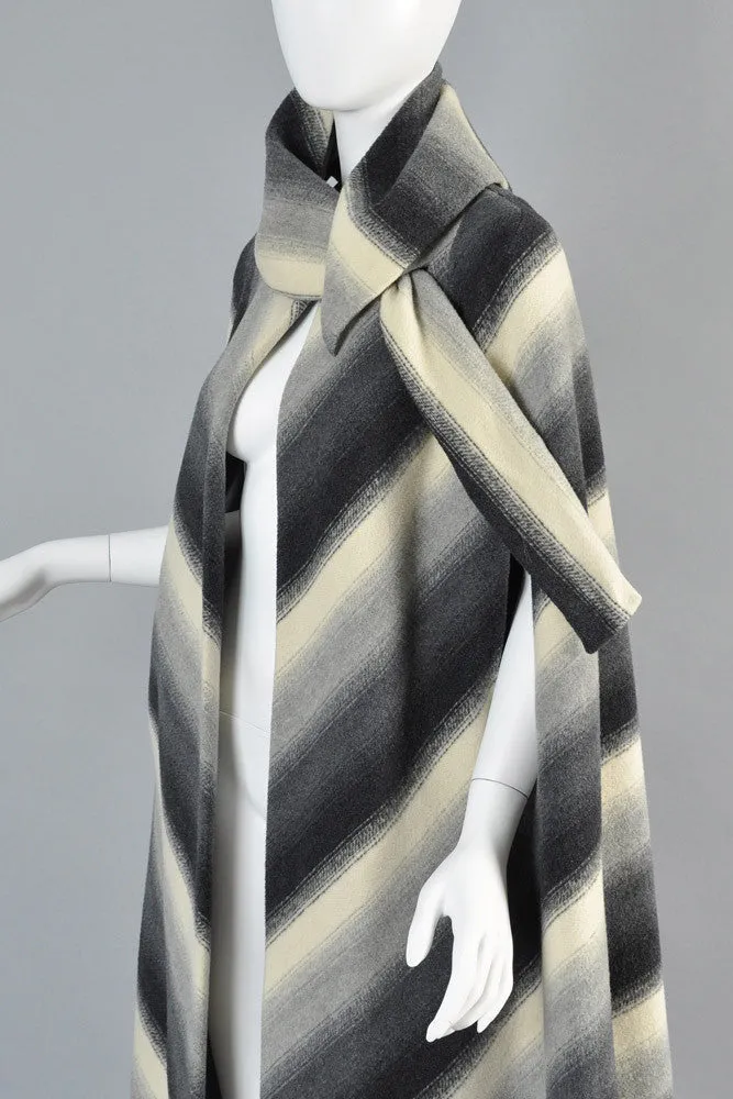 Pauline Trigere 1970s Chevron Stripe Scarf Cape