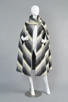 Pauline Trigere 1970s Chevron Stripe Scarf Cape