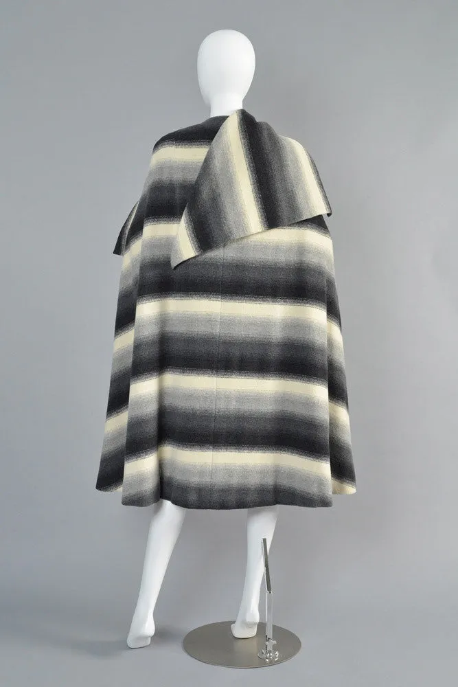 Pauline Trigere 1970s Chevron Stripe Scarf Cape