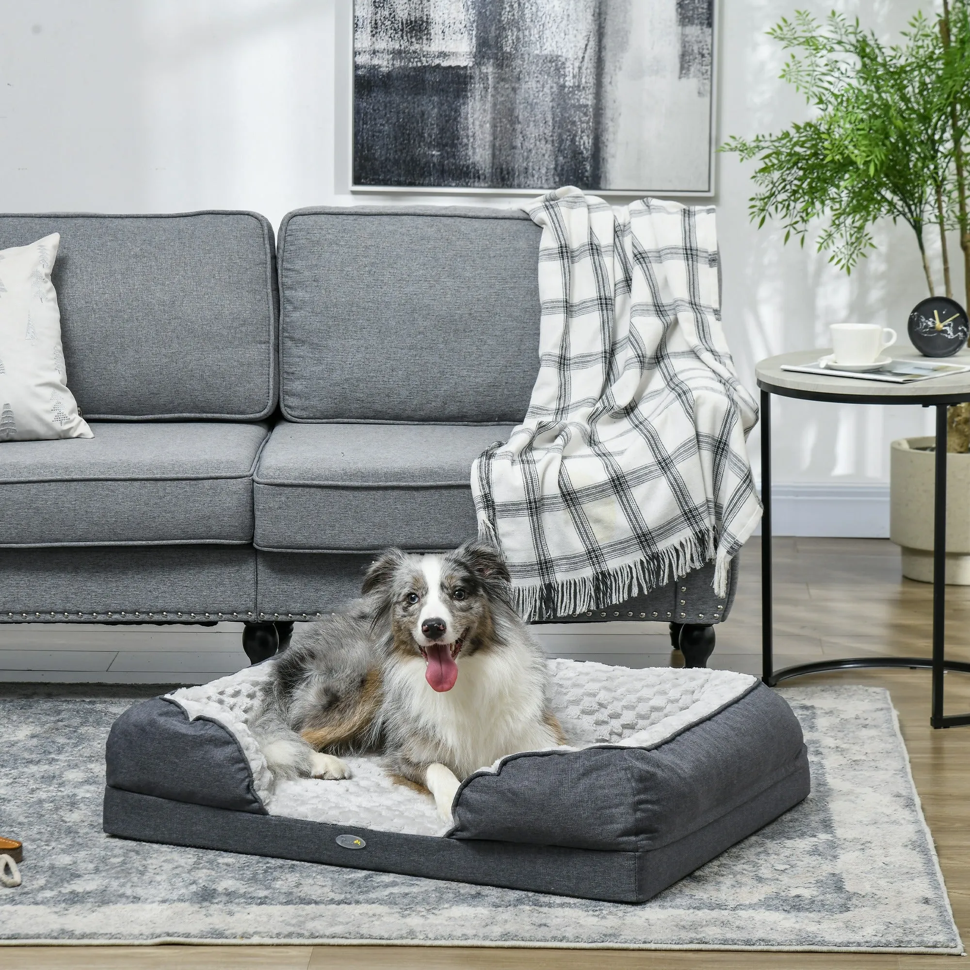 PawHut Dog Bed Calming Pet Bed Dog Mattress for Medium Dogs - Charcoal Grey