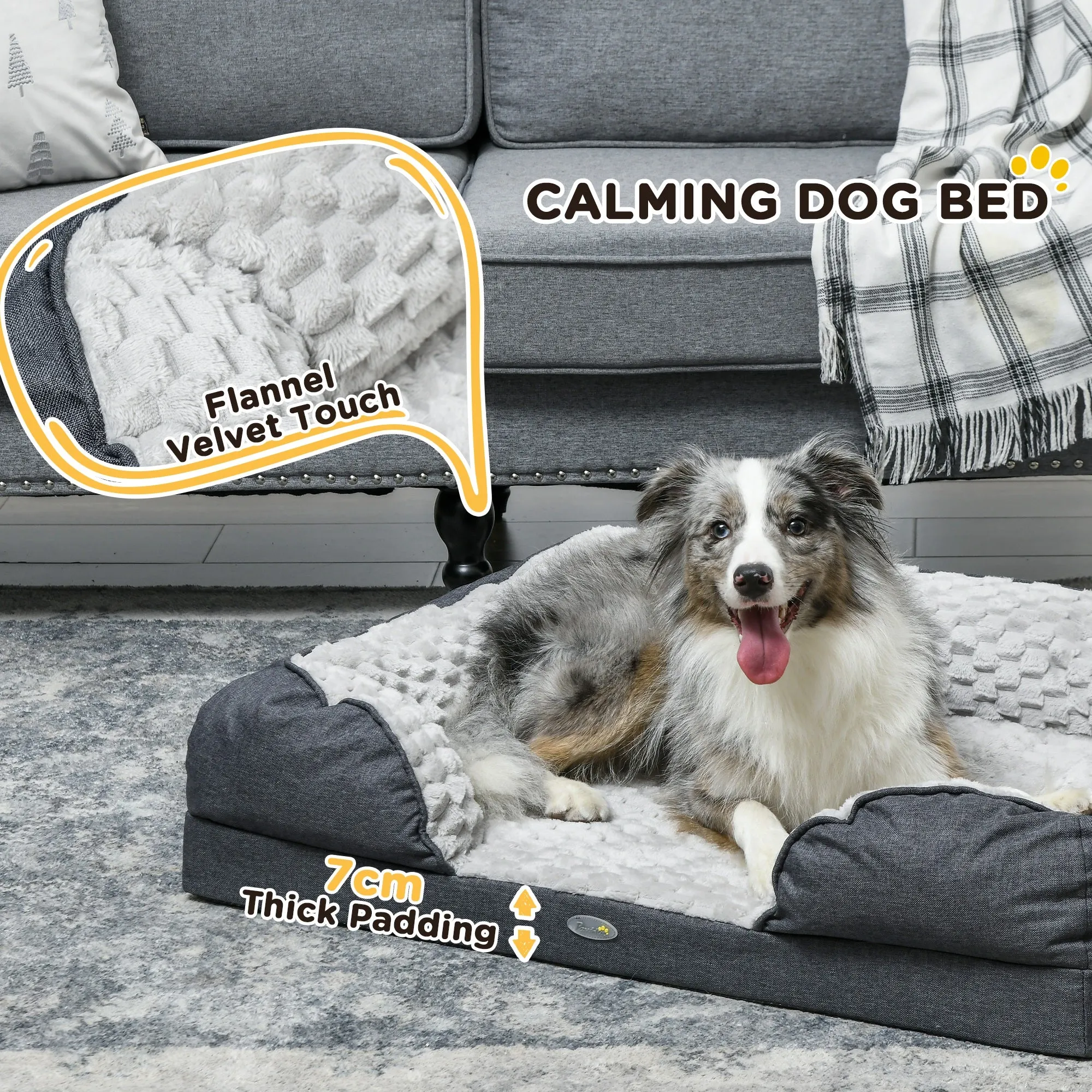 PawHut Dog Bed Calming Pet Bed Dog Mattress for Medium Dogs - Charcoal Grey