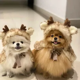 Pet Clothing Plush Elk Cape Dog & Cat Costumes Luxury Dog Gifts