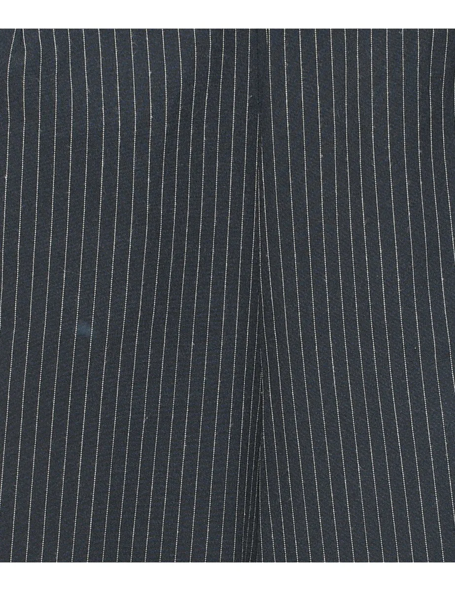 Pinstriped Black Casual Trousers - W35 L29