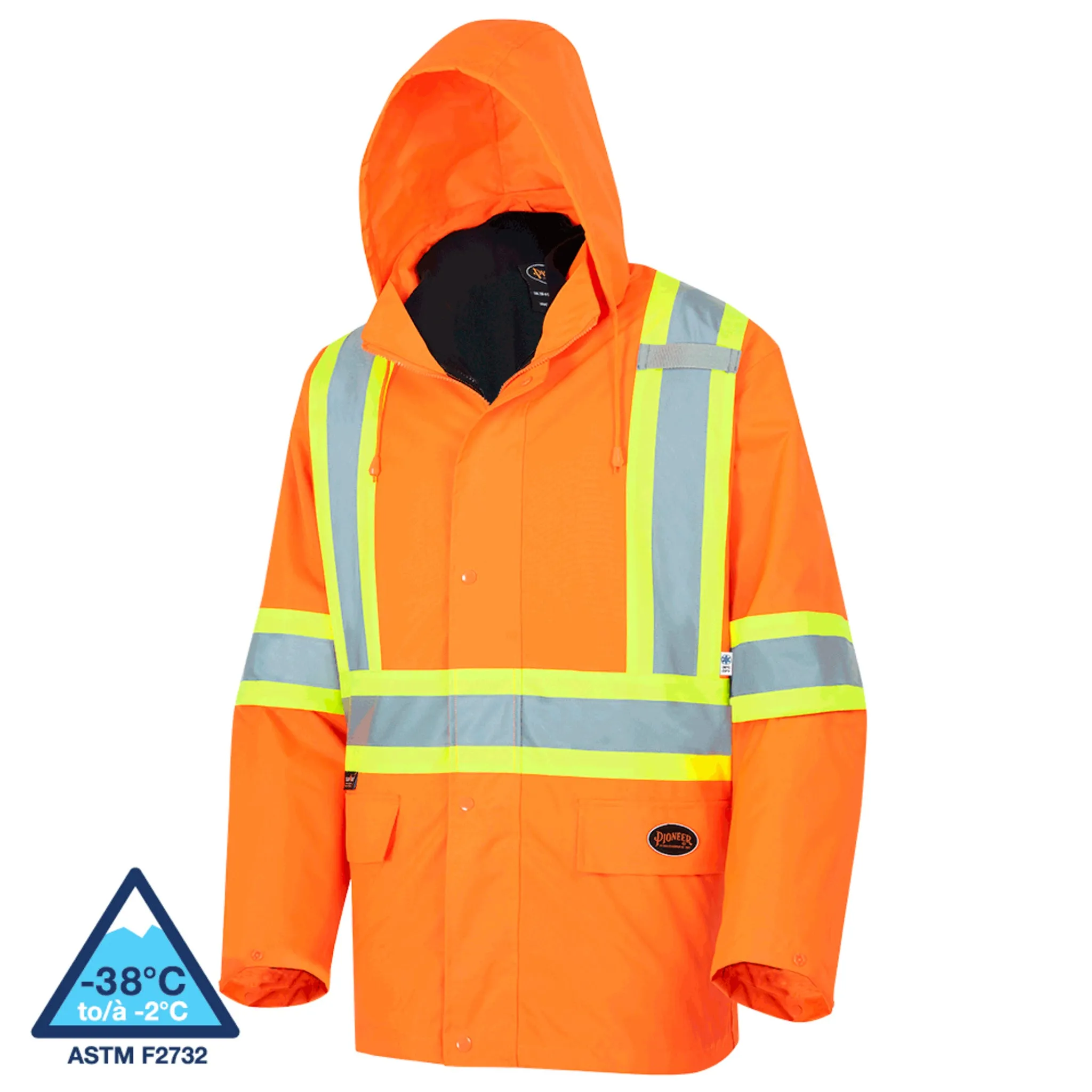 Pioneer Men's Hi Vis Winter Parka - 300D Oxford Polyester, 3-in-1, CSA Certified, Waterproof, Reflective Tape, Tear-Resistant | Sizes XS-5XL