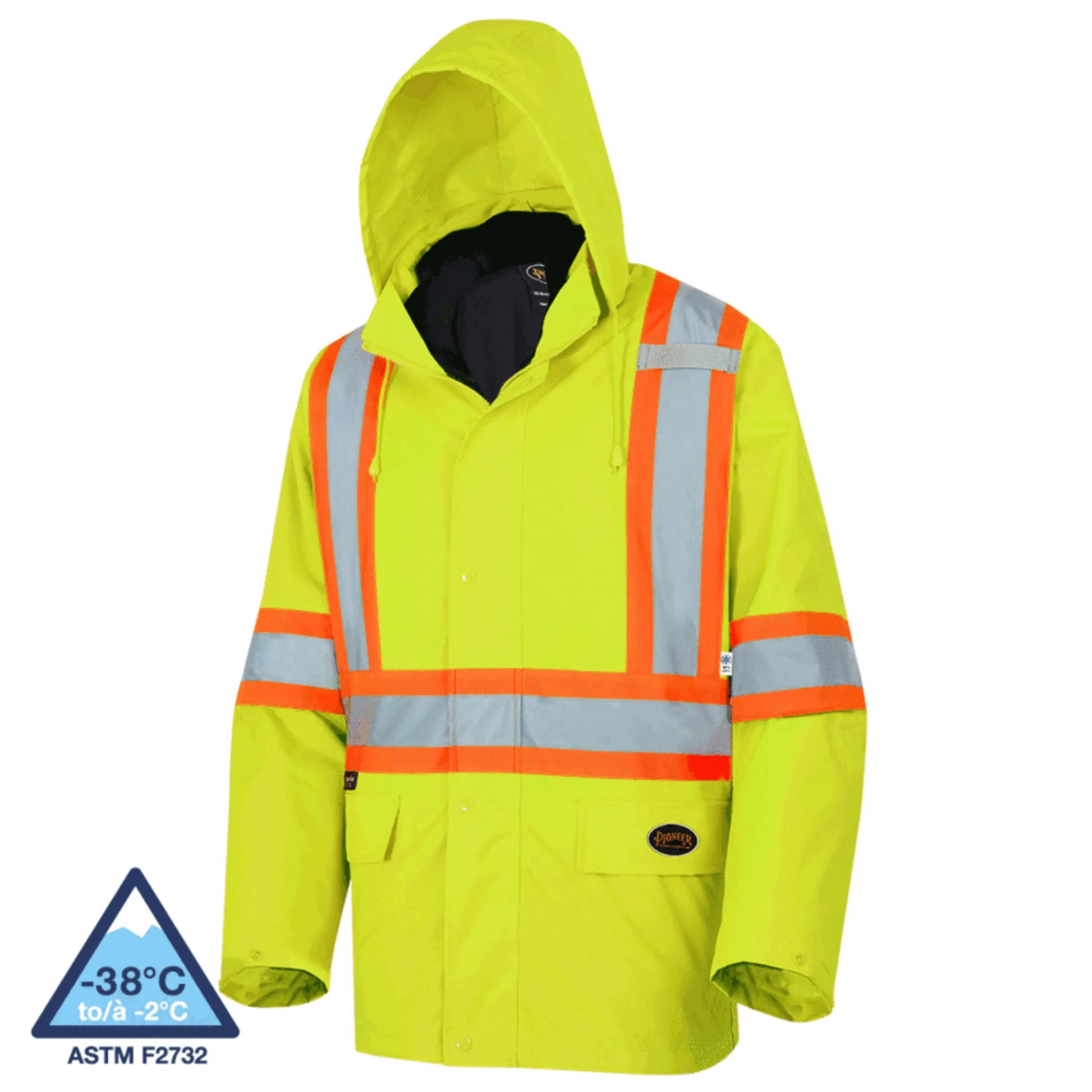 Pioneer Men's Hi Vis Winter Parka - 300D Oxford Polyester, 3-in-1, CSA Certified, Waterproof, Reflective Tape, Tear-Resistant | Sizes XS-5XL