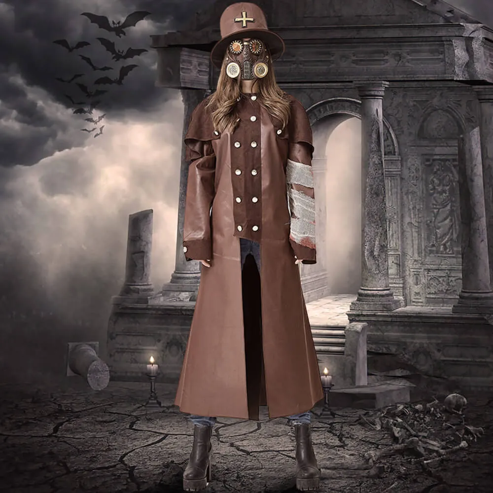 Plague Doctor Costume Halloween Steampunk Outfit for Women Men