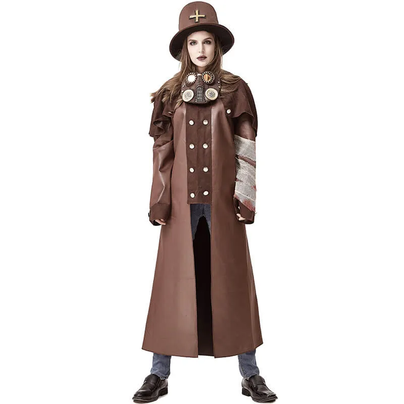 Plague Doctor Costume Halloween Steampunk Outfit for Women Men