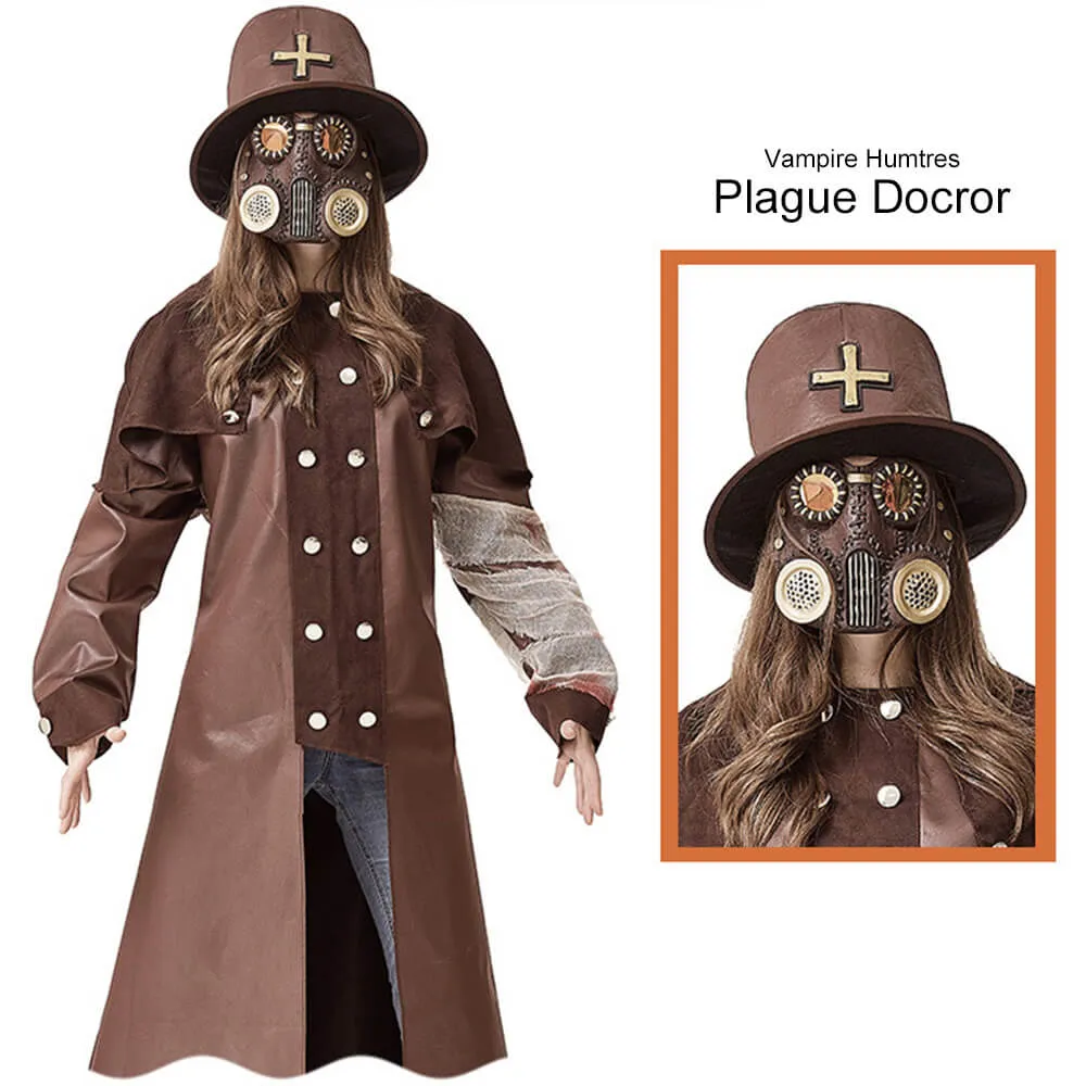 Plague Doctor Costume Halloween Steampunk Outfit for Women Men