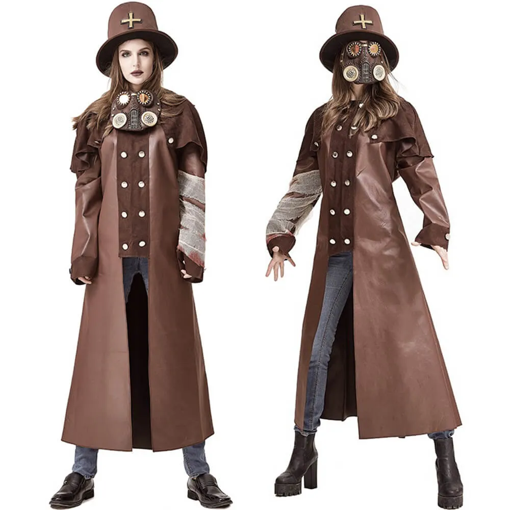 Plague Doctor Costume Halloween Steampunk Outfit for Women Men