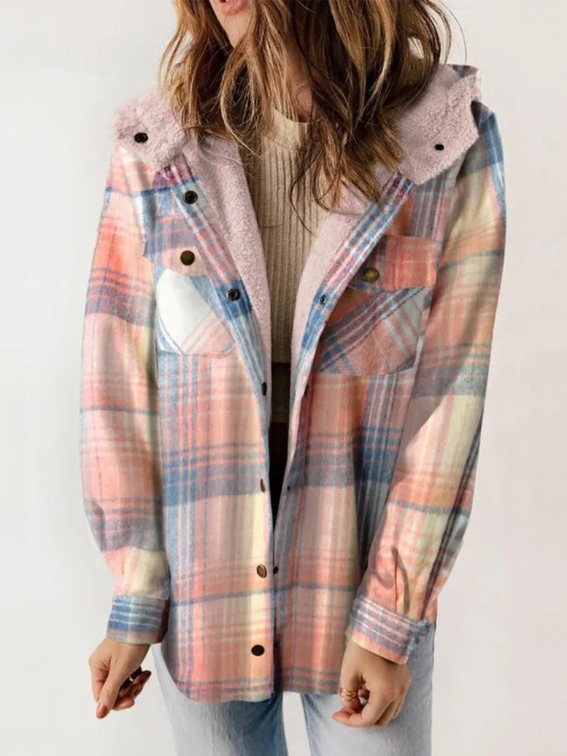 Plaid Hooded Shirt Jacket