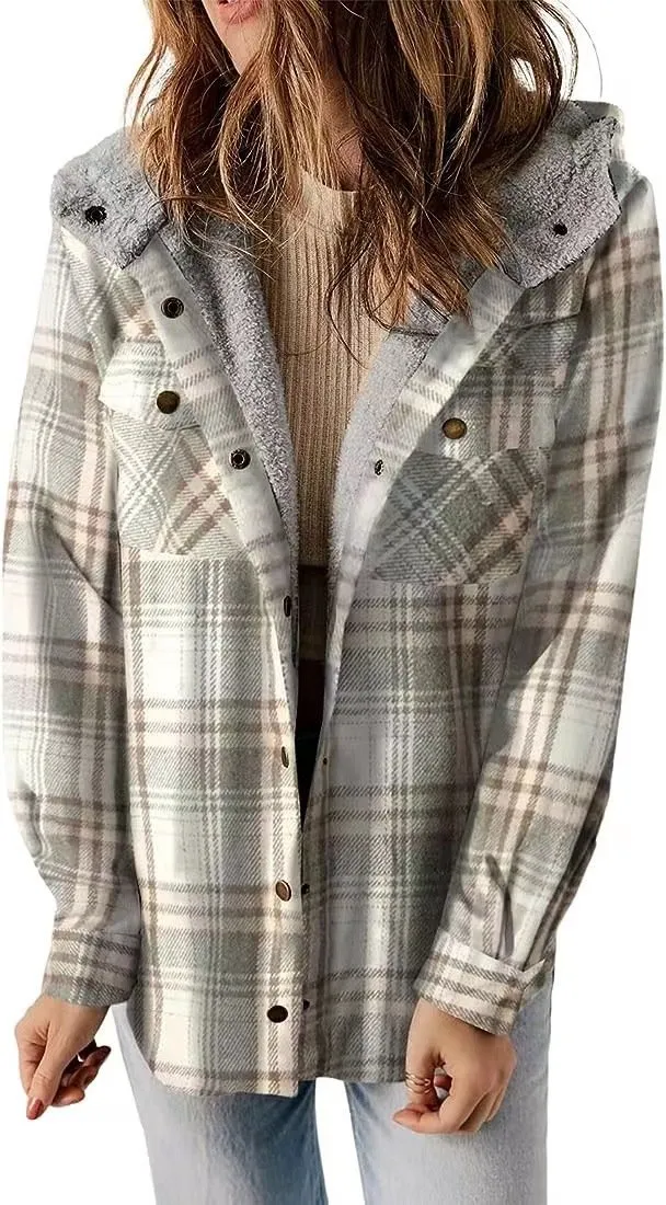 Plaid Hooded Shirt Jacket