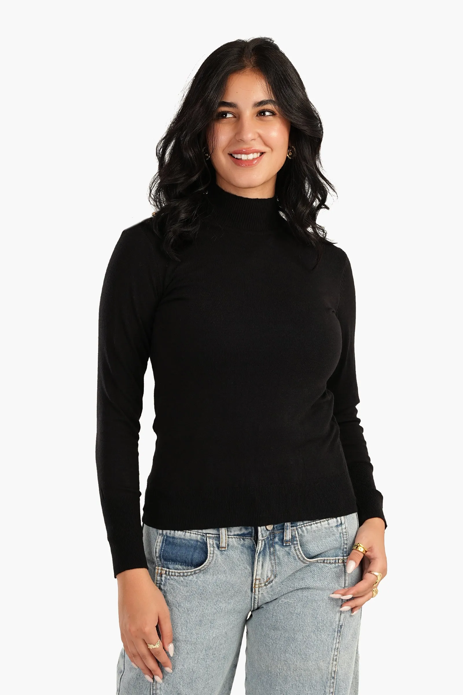 Pullover with Buttoned Shoulder