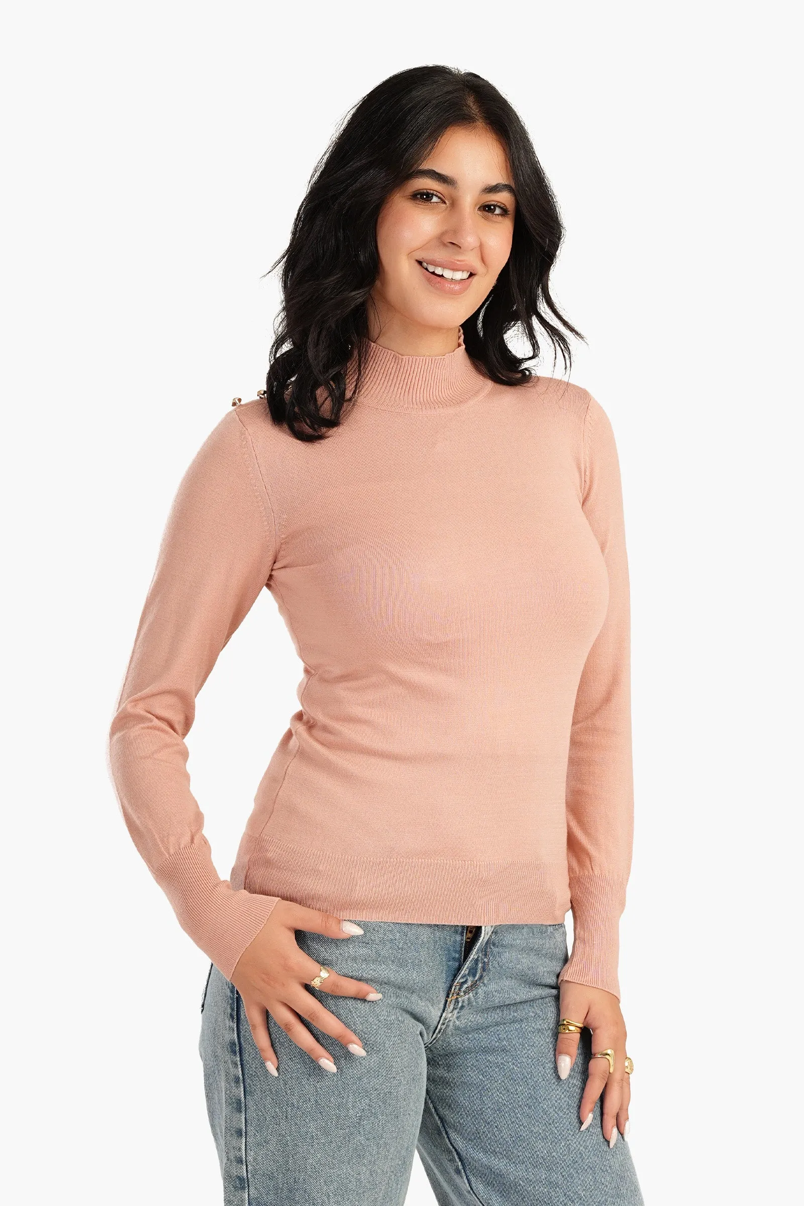 Pullover with Buttoned Shoulder