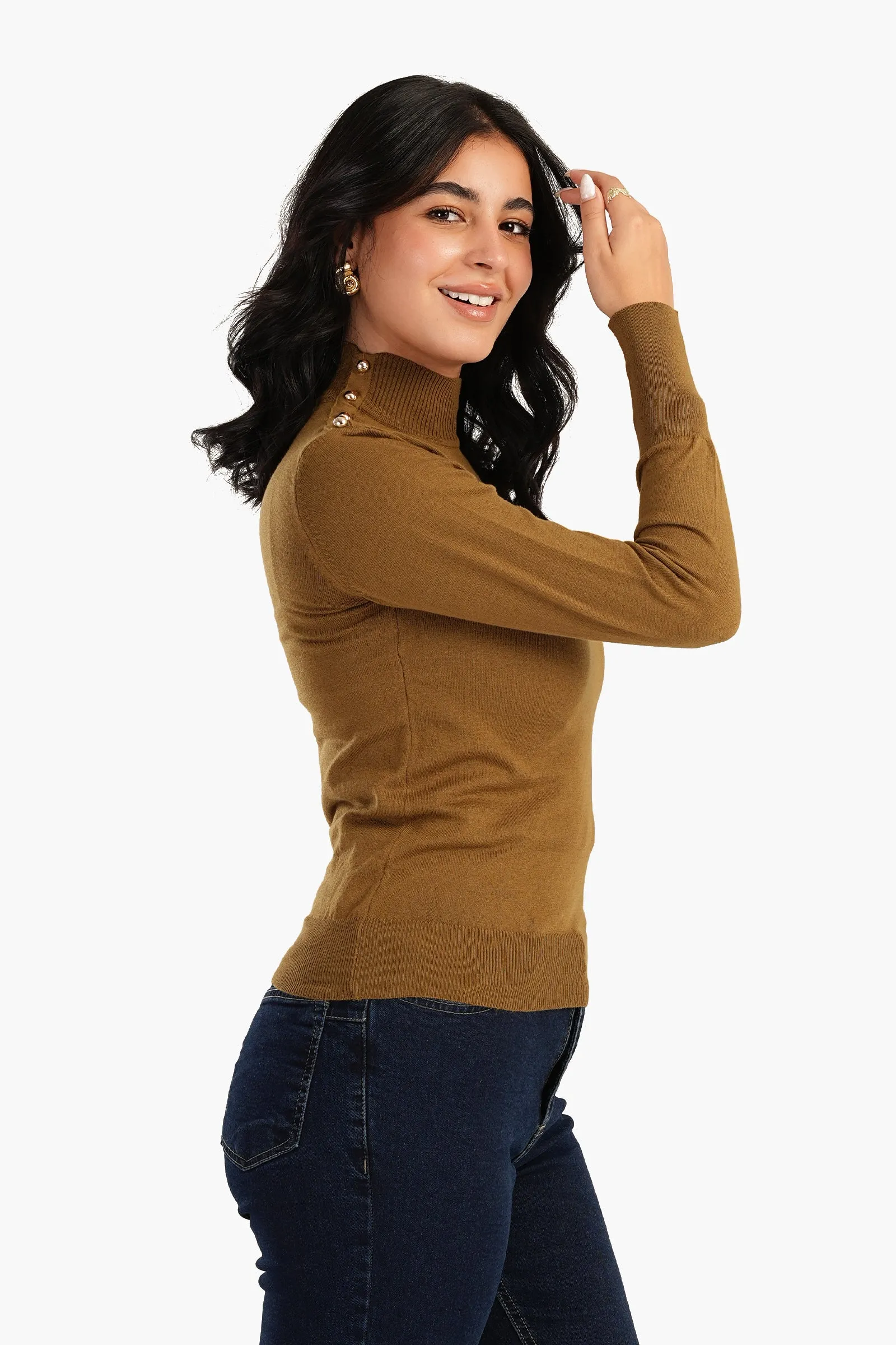 Pullover with Buttoned Shoulder