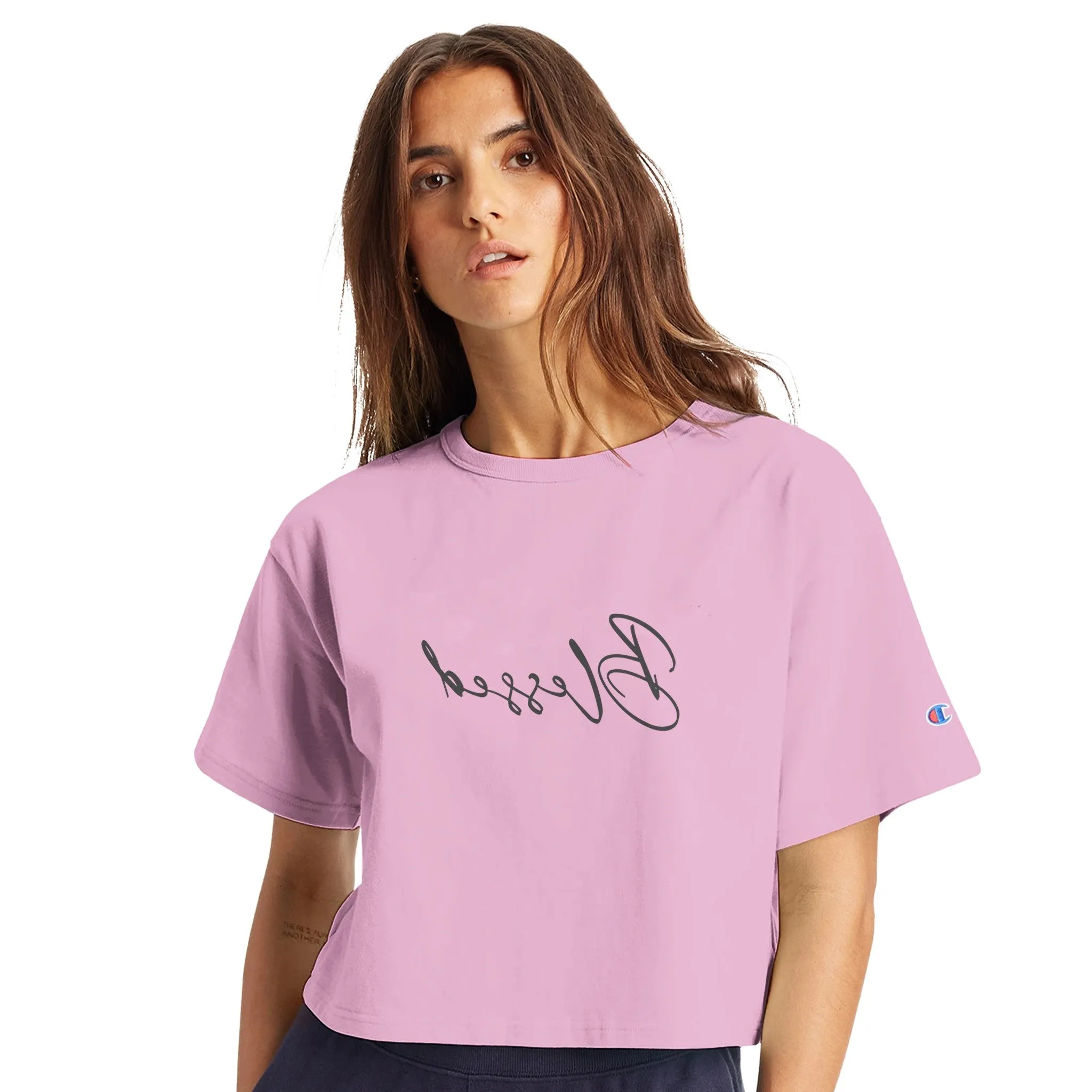 "Blessed" Mirror Motivation Women's Cropped Heritage Crewneck T-Shirt