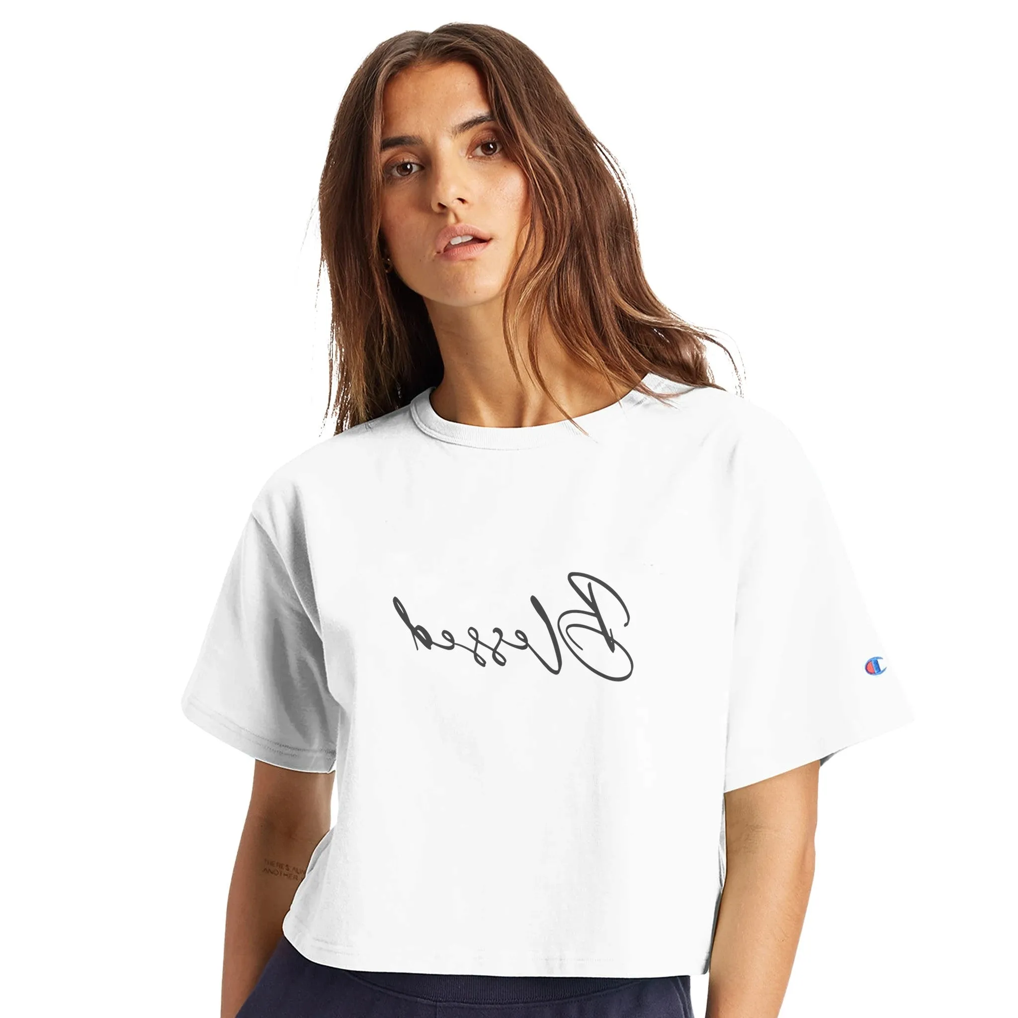 "Blessed" Mirror Motivation Women's Cropped Heritage Crewneck T-Shirt